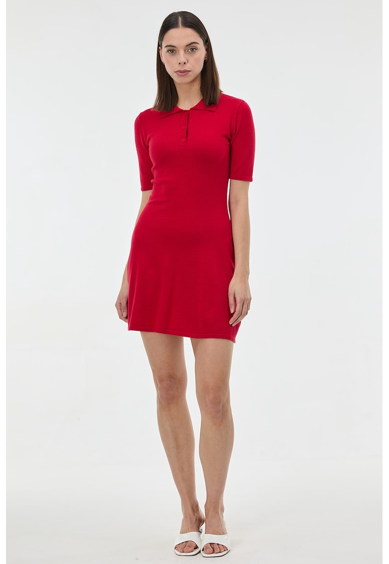 Rochie polo tricotata - Rosu