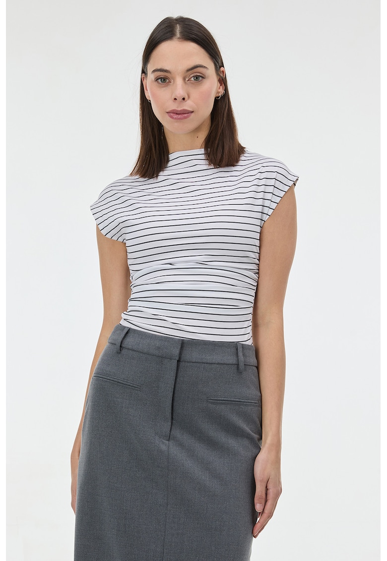 Bluza slim fit cu model in dungi - Alb/Negru