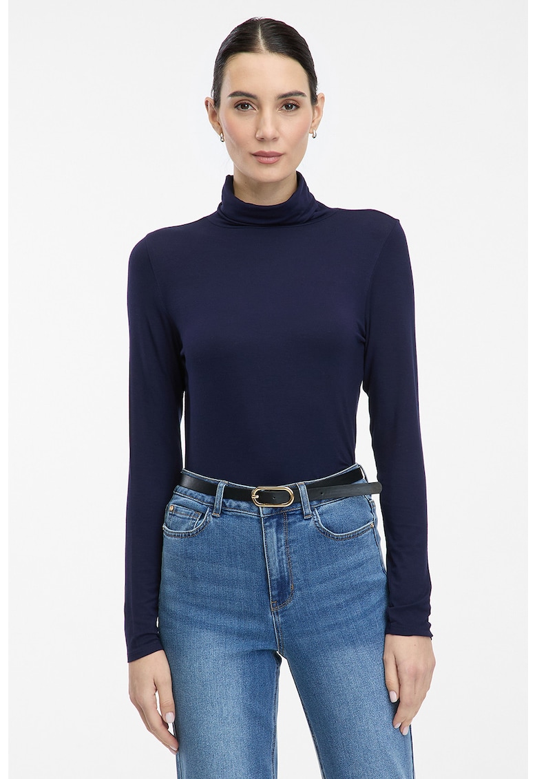 Bluza slim fit cu guler mediu - Albastru ultramarin