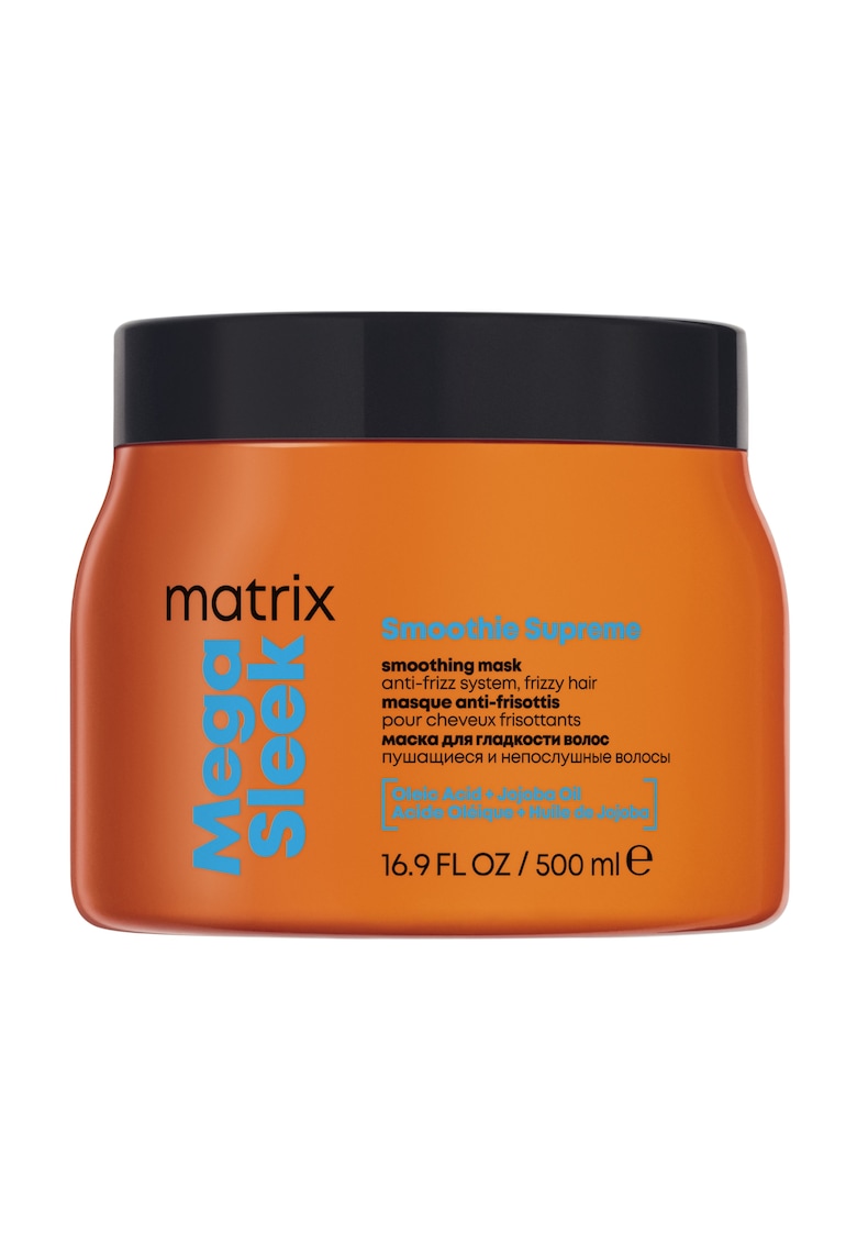 Masca Total Results Mega Sleek cu efect de netezire pentru par predispus la electrizare - imbogatit cu acid oleic si ulei de jojoba - 500ml