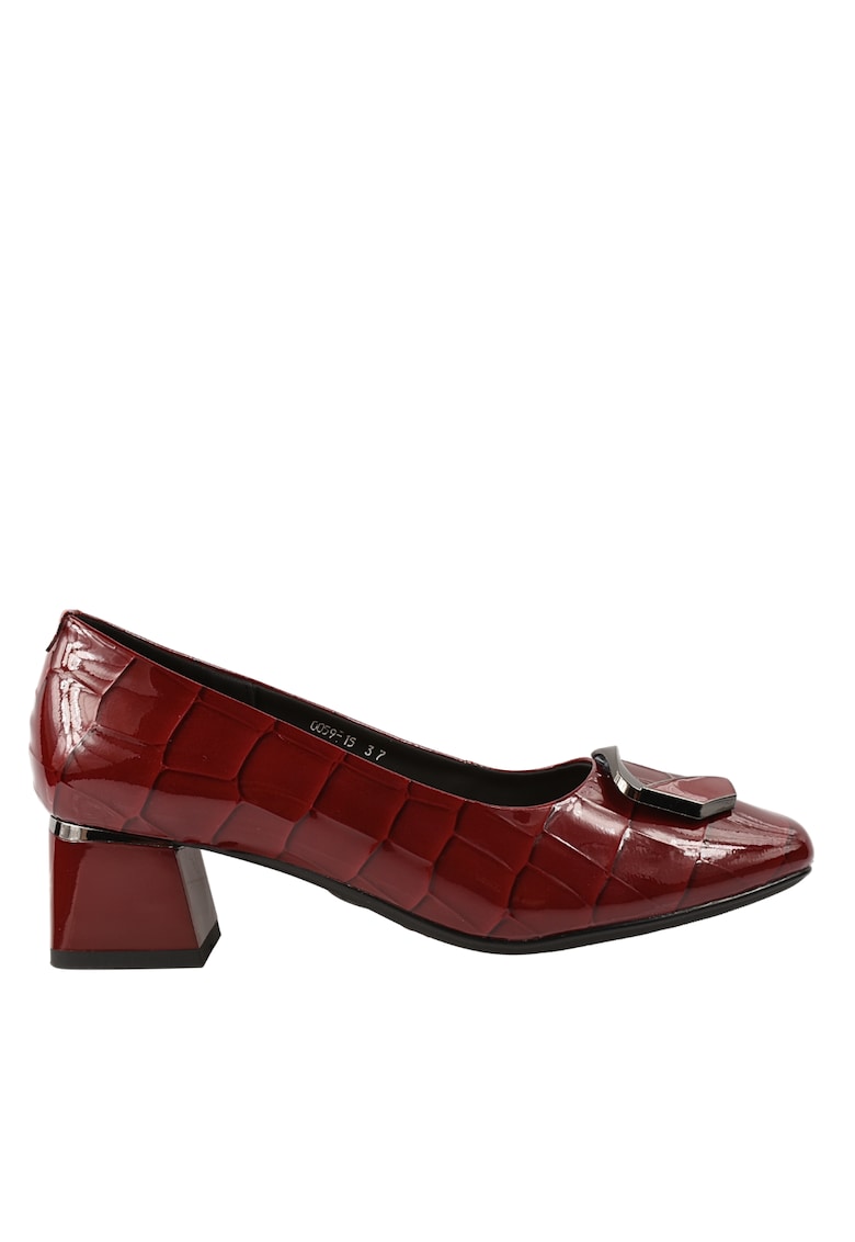 Pantofi eleganti - dama - 0059-15 bordo - piele lacuita - cu toc - Bordeaux