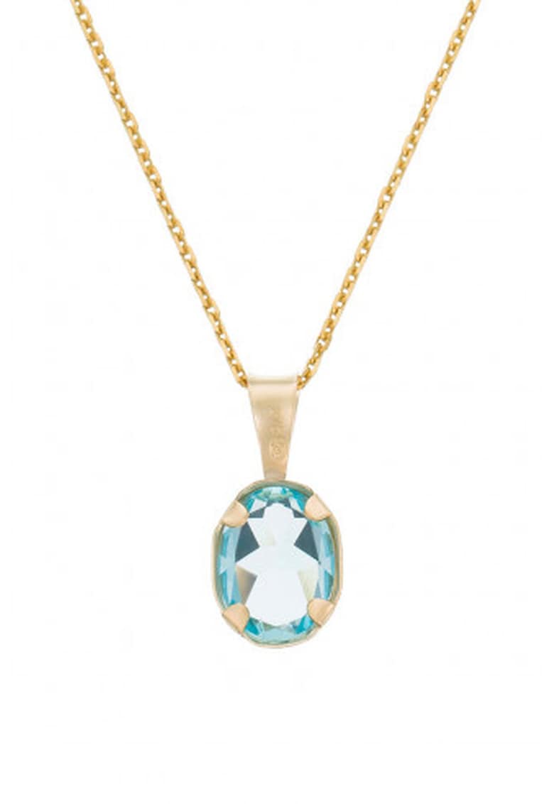 Pandantiv oval din topaz - Auriu/Albastru deschis