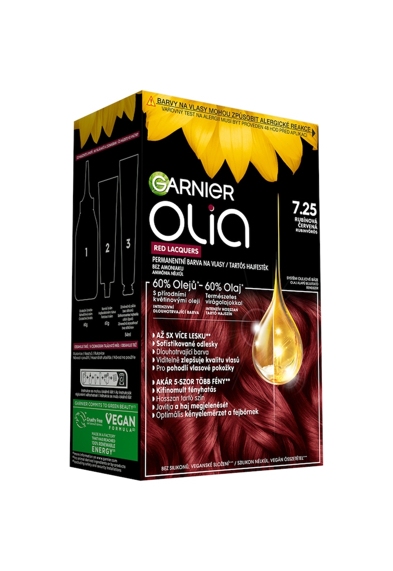 Vopsea de par permanenta fara amoniac Olia - 174 ml - Rosu rubin