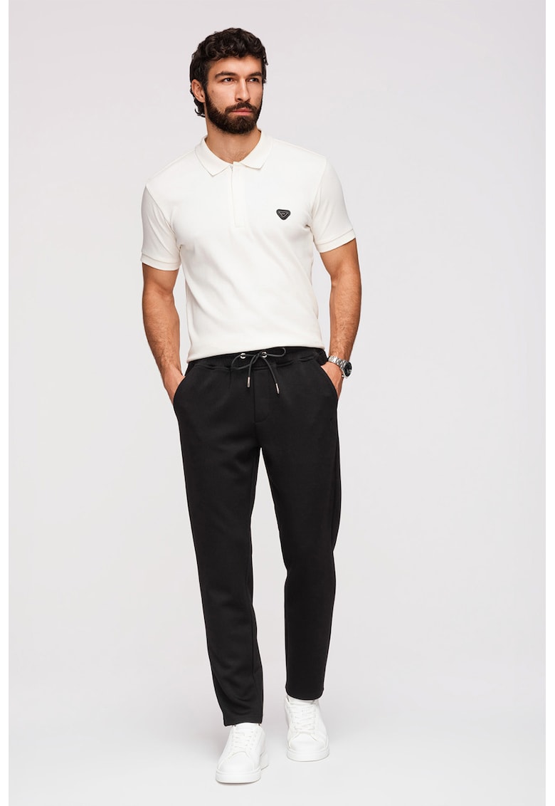 Pantaloni de trening chino regular fit cu snur - Negru