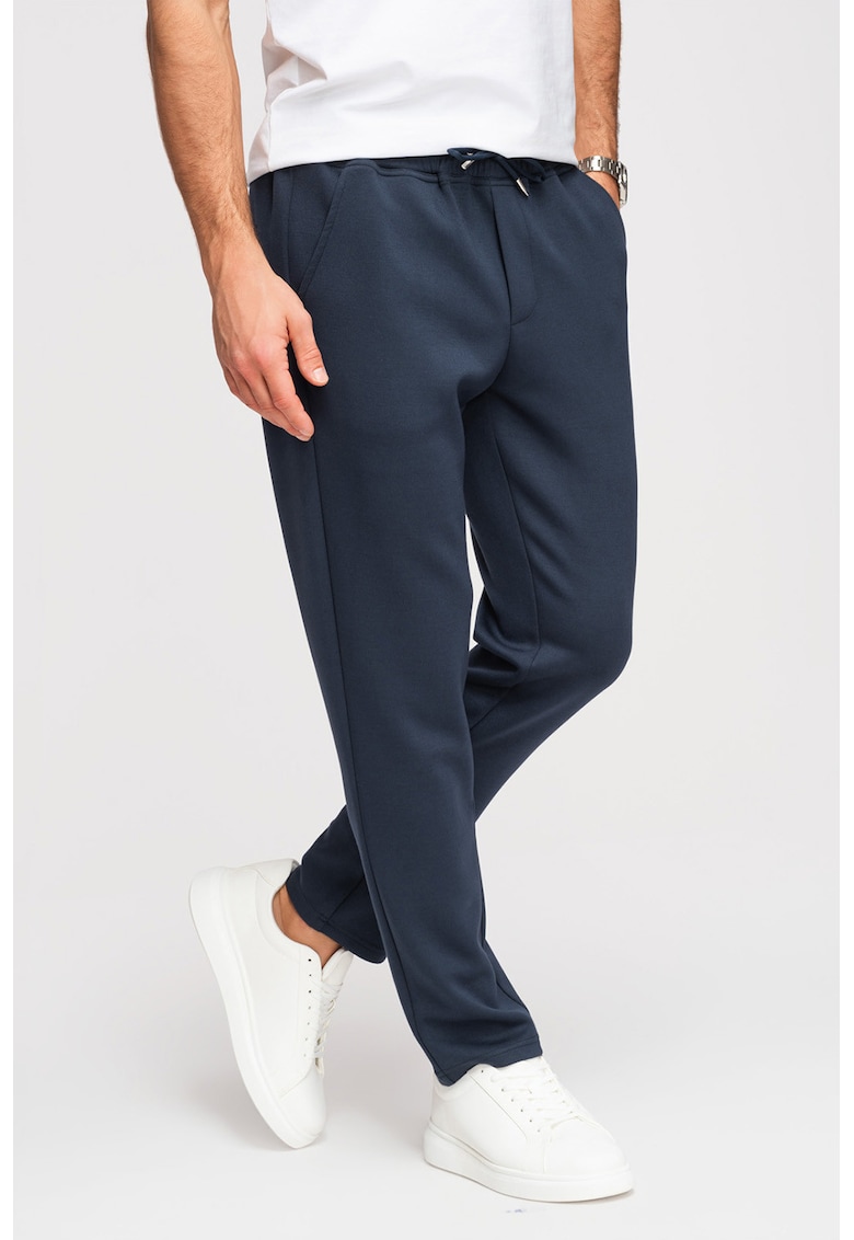 Pantaloni de trening chino regular fit cu snur - Bleumarin