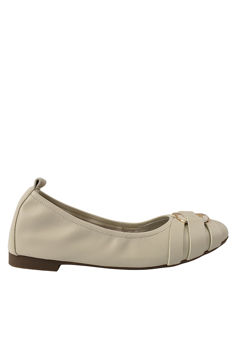 Balerini D105-F998-8 alb - piele naturala - Crem