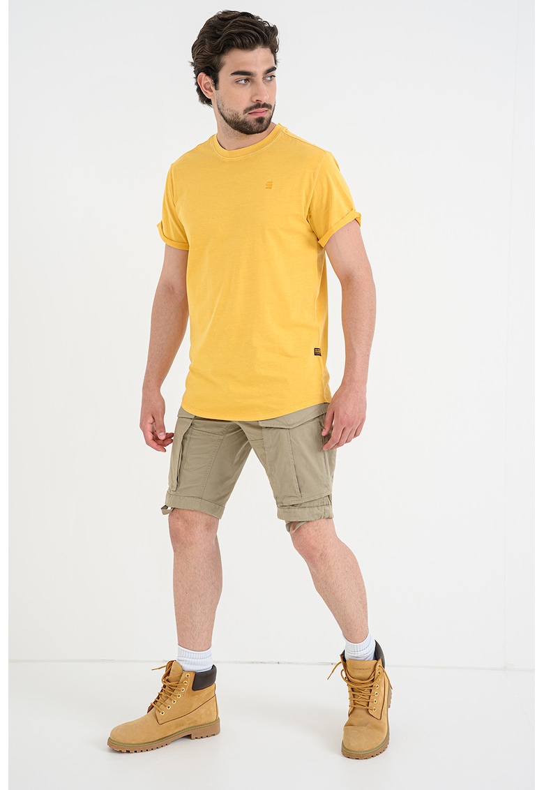 Tricou relaxed fit din bumbac organic cu terminatie rotunjita Lash - Galben