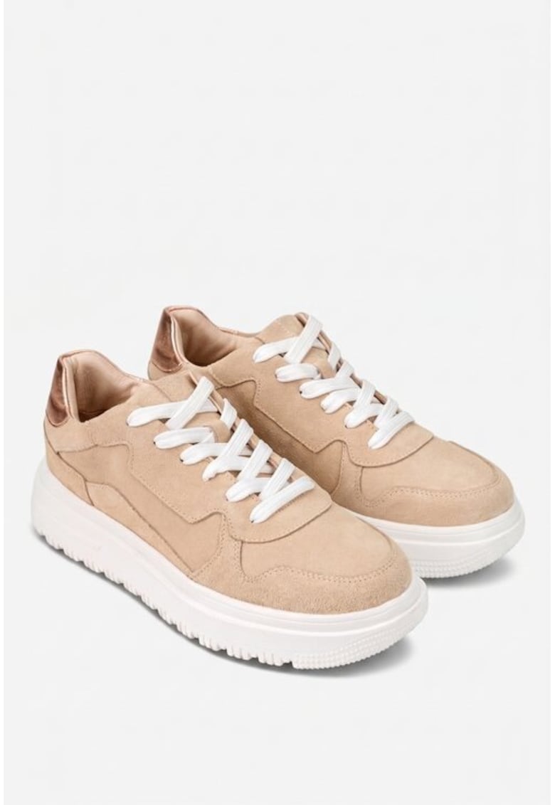 Pantofi dama bej piele intoarsa - Bej