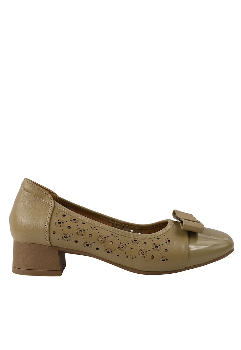 Pantofi casual - dama - 25876-13 verde - piele naturala - cu toc - Verde
