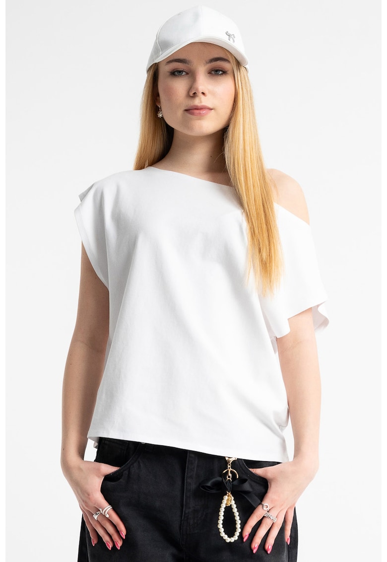 Tricou uni cu decolteu pe un umar