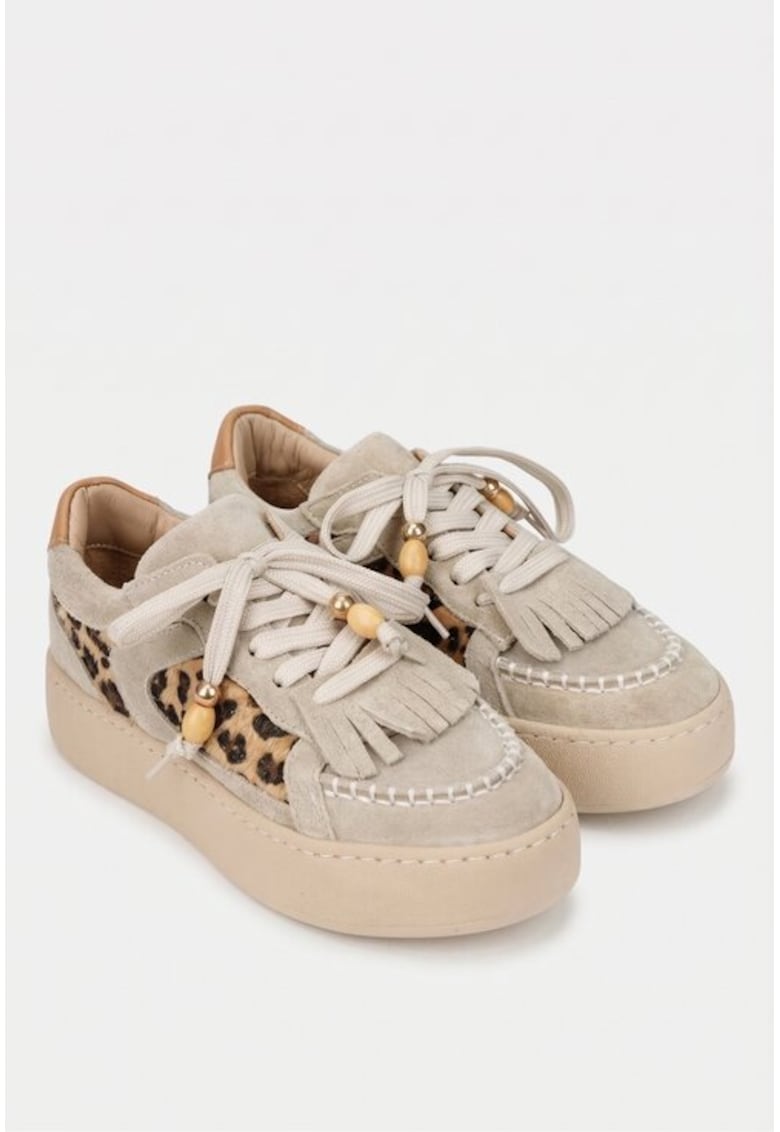 Pantofi dama NUR piele intoarsa - Bej