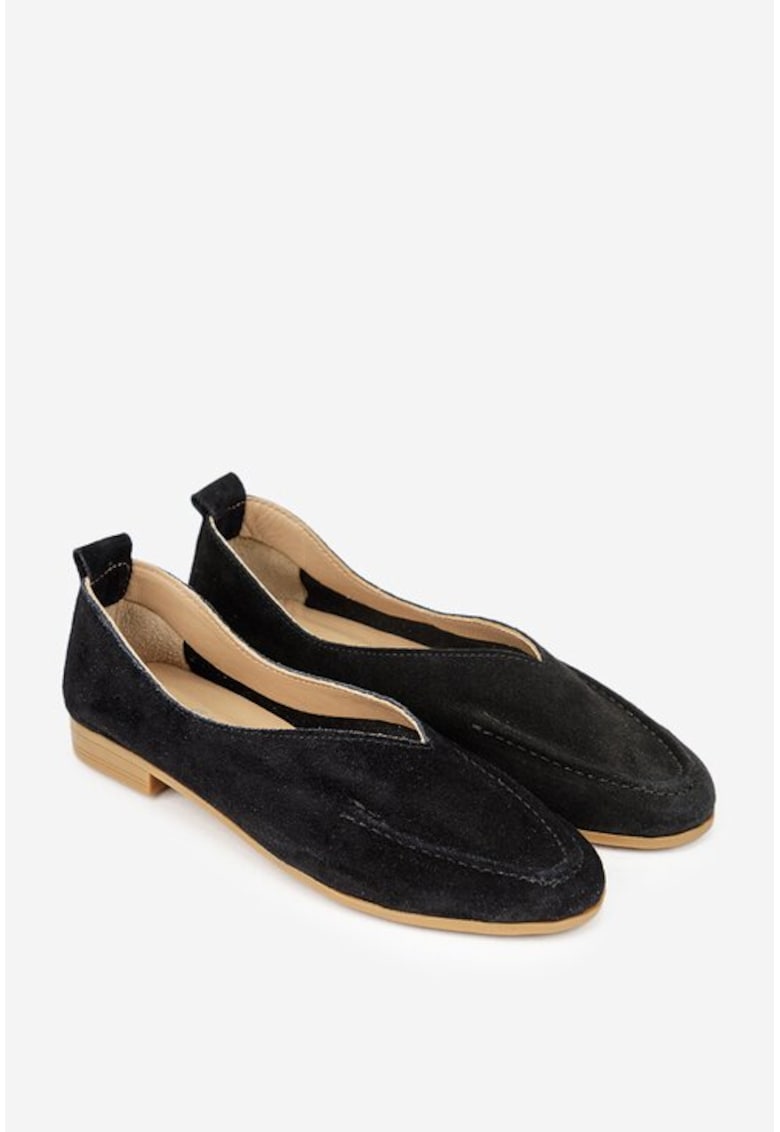 Pantofi dama NUR negri din piele intoarsa