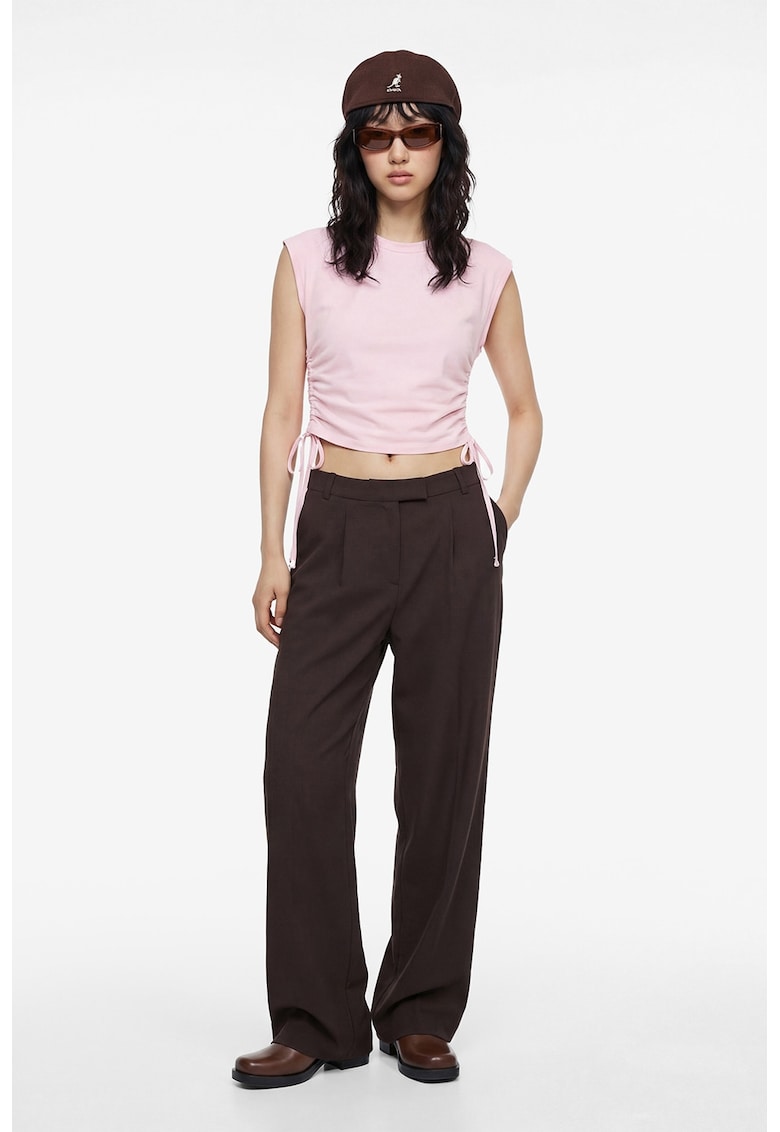 Top crop din amestec de bumbac - Roz
