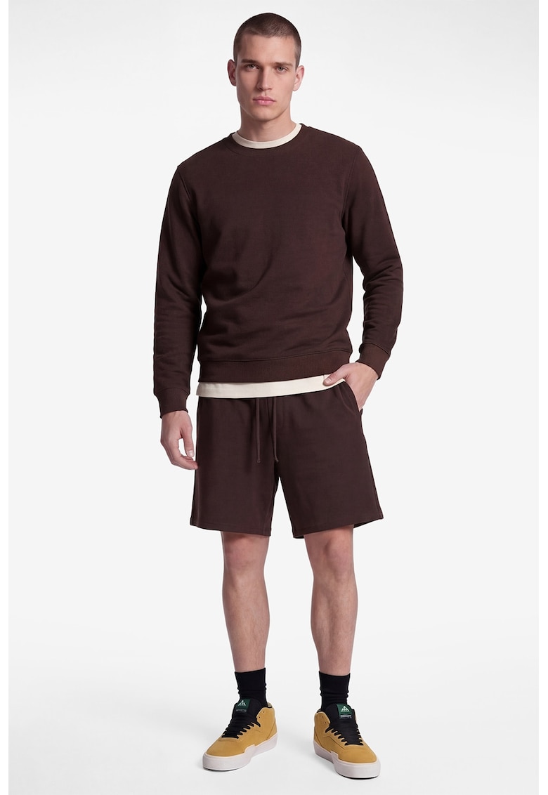 Pantaloni scurti uni cu snururi - Maro inchis