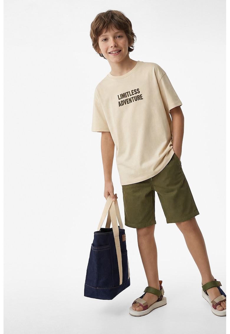 Pantaloni scurti uni de bumbac - Verde masliniu