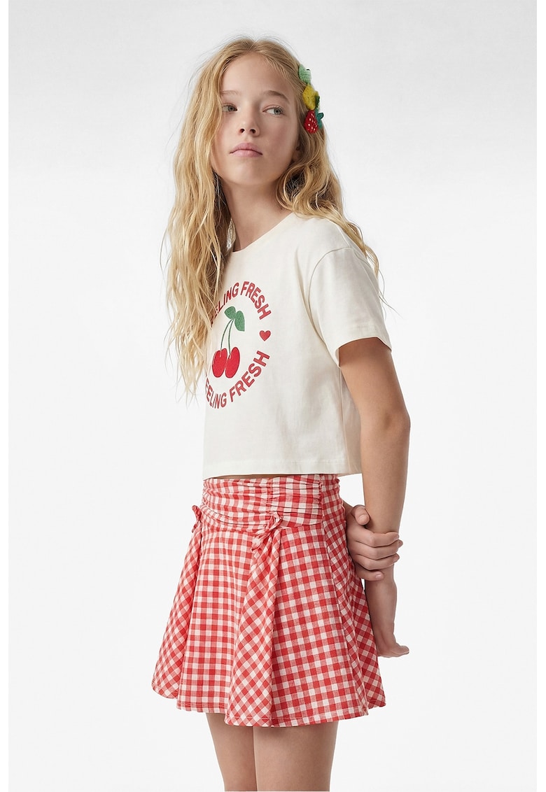 Tricou cu imprimeu grafic - Rosu/Alb murdar