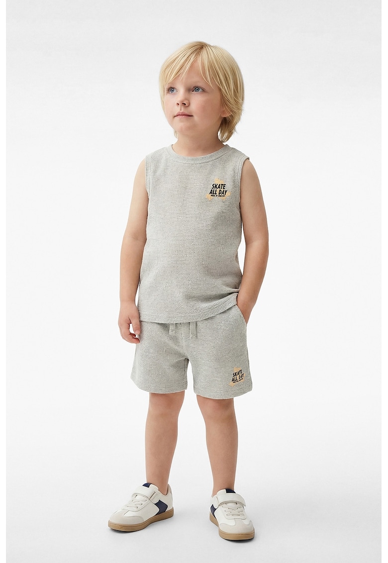 Set de top de bumbac si pantaloni scurti - 2 piese - Gri melange