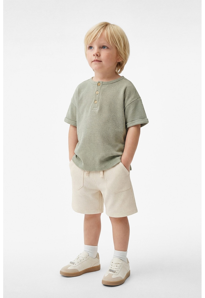 Pantaloni scurti de bumbac cu snur - Bej deschis