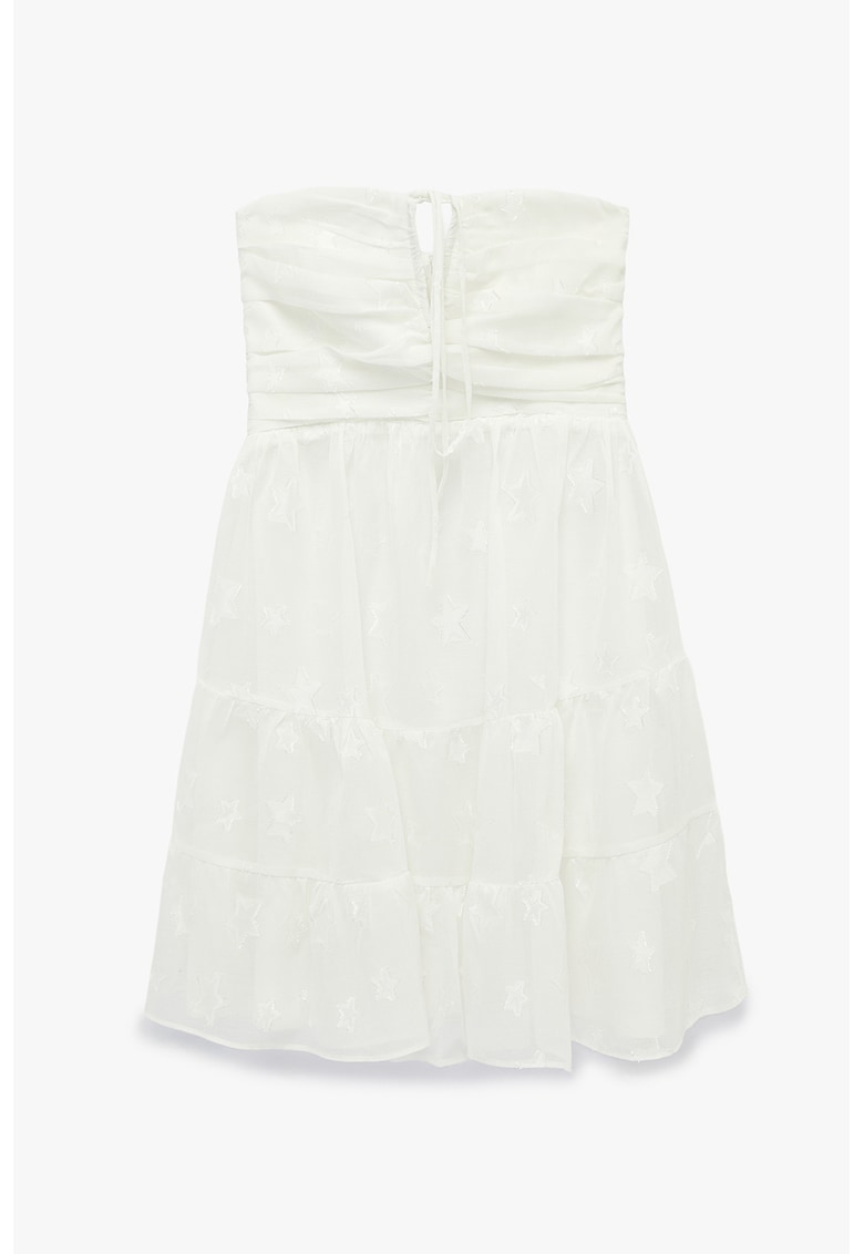 Rochie mini evazata cu model cu stele - Alb