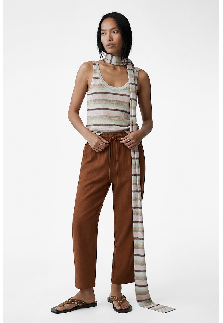 Pantaloni crop conici - Maro scortisoara