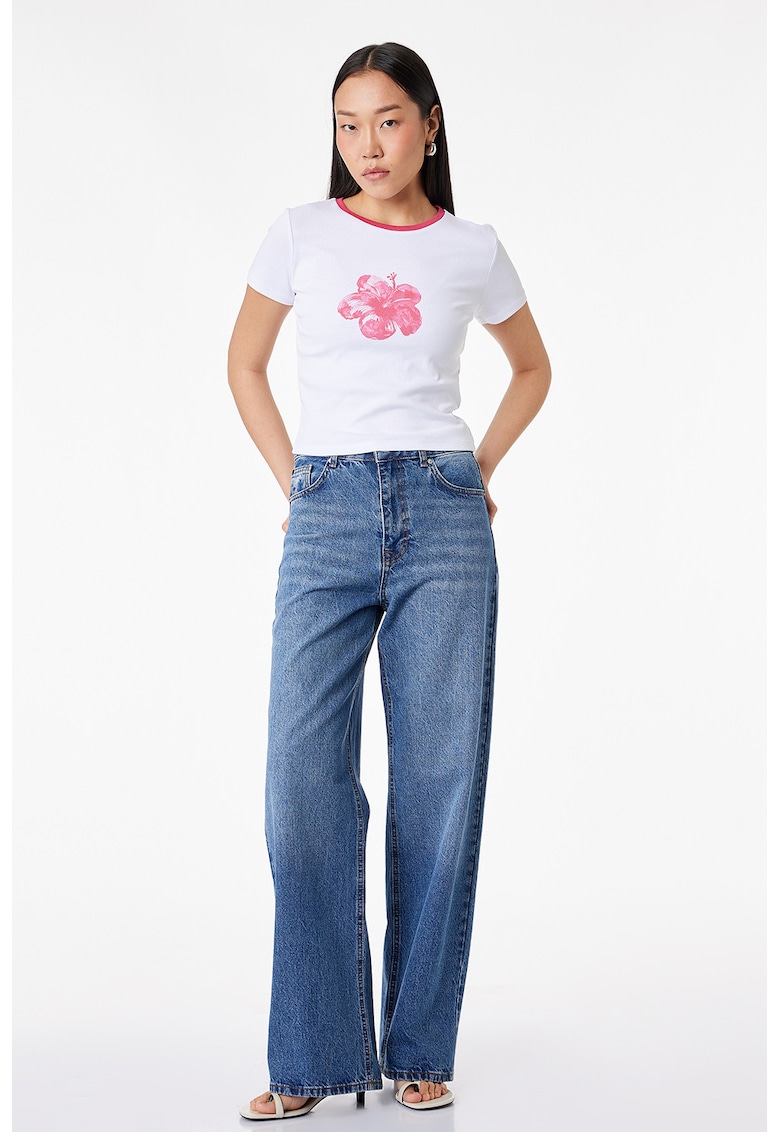 Tricou slim fit cu imprimeu grafic - Alb