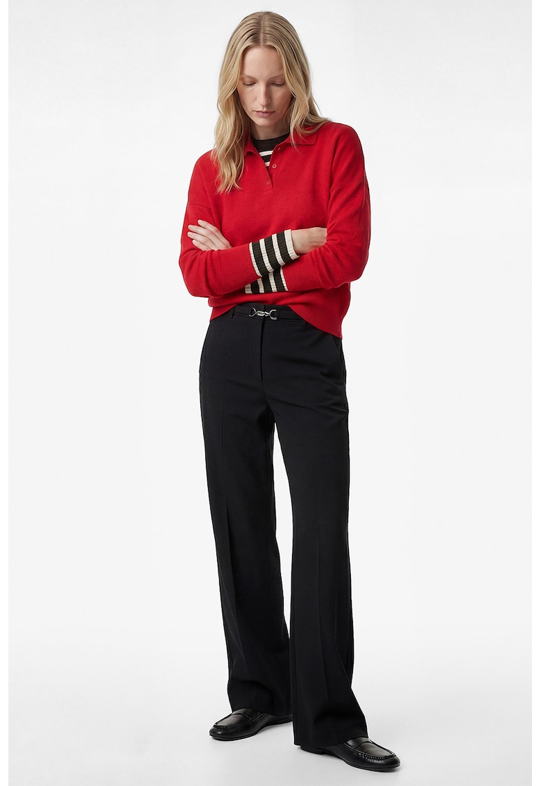 Pantaloni drepti cu talie inalta - Negru