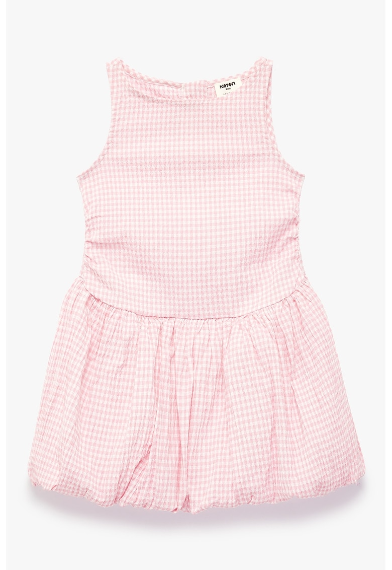 Rochie in carouri din amestec de bumbac - Alb/Roz
