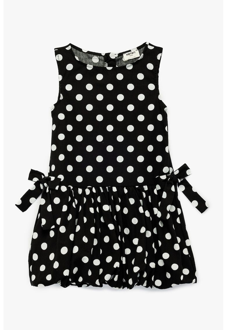 Rochie evazata de bumbac cu buline - Alb/Negru