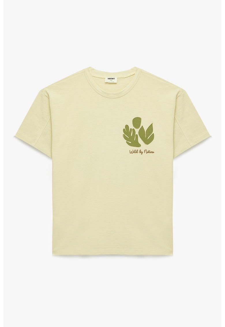 Tricou de bumbac cu decolteu la baza gatului - Verde lime