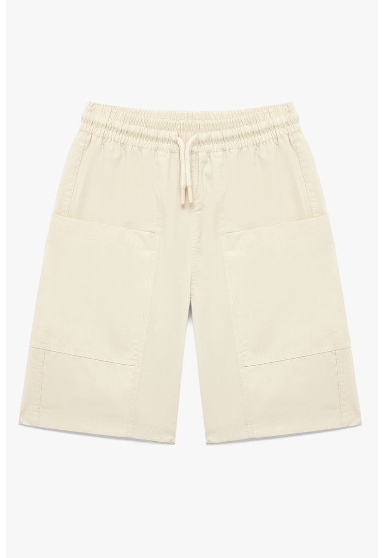 Pantaloni scurti de bumbac cu talie ajustabila - Bej deschis