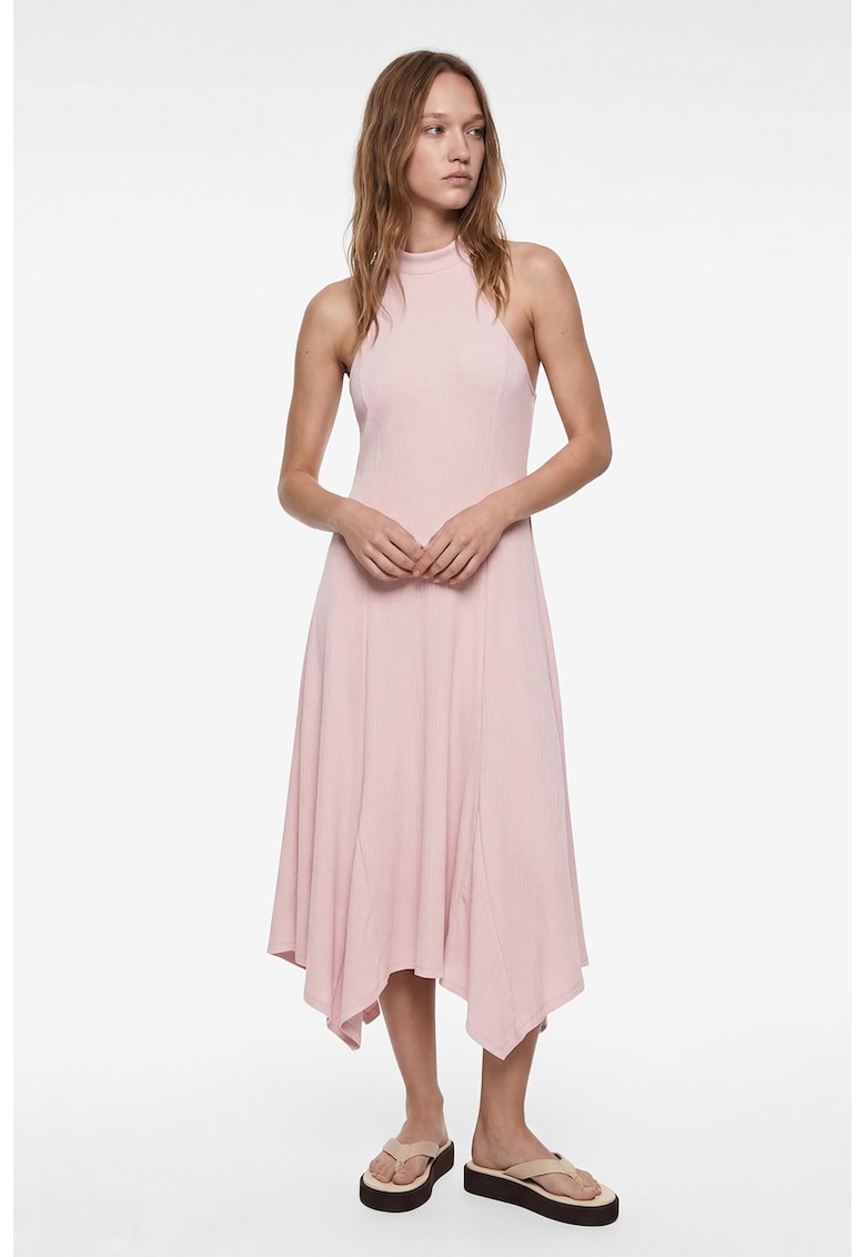 Rochie halter asimetrica - Roz