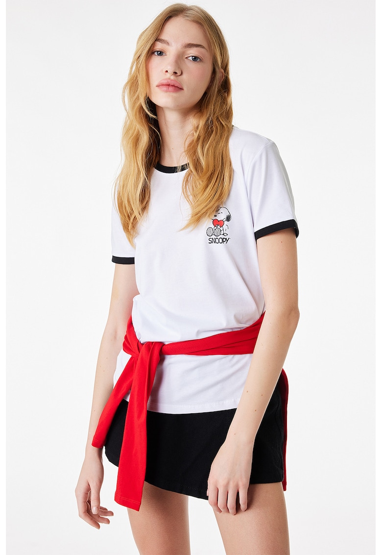 Tricou de bumbac cu imprimeu Snoopy - Alb