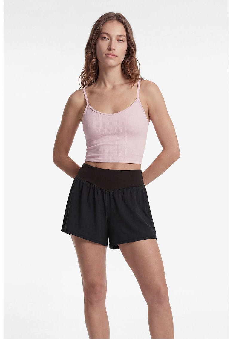 Pantaloni scurti uni cu talie inalta - Negru