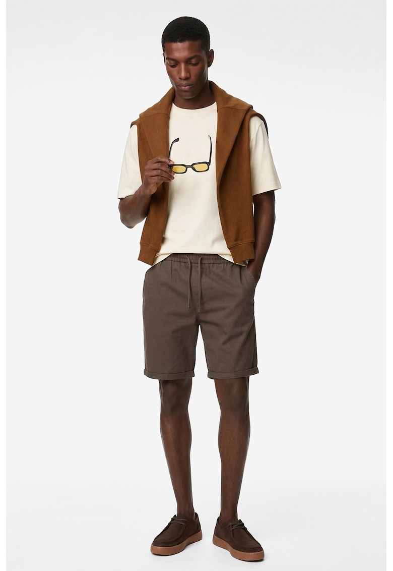 Tricou regular fit din bumbac - Bej deschis
