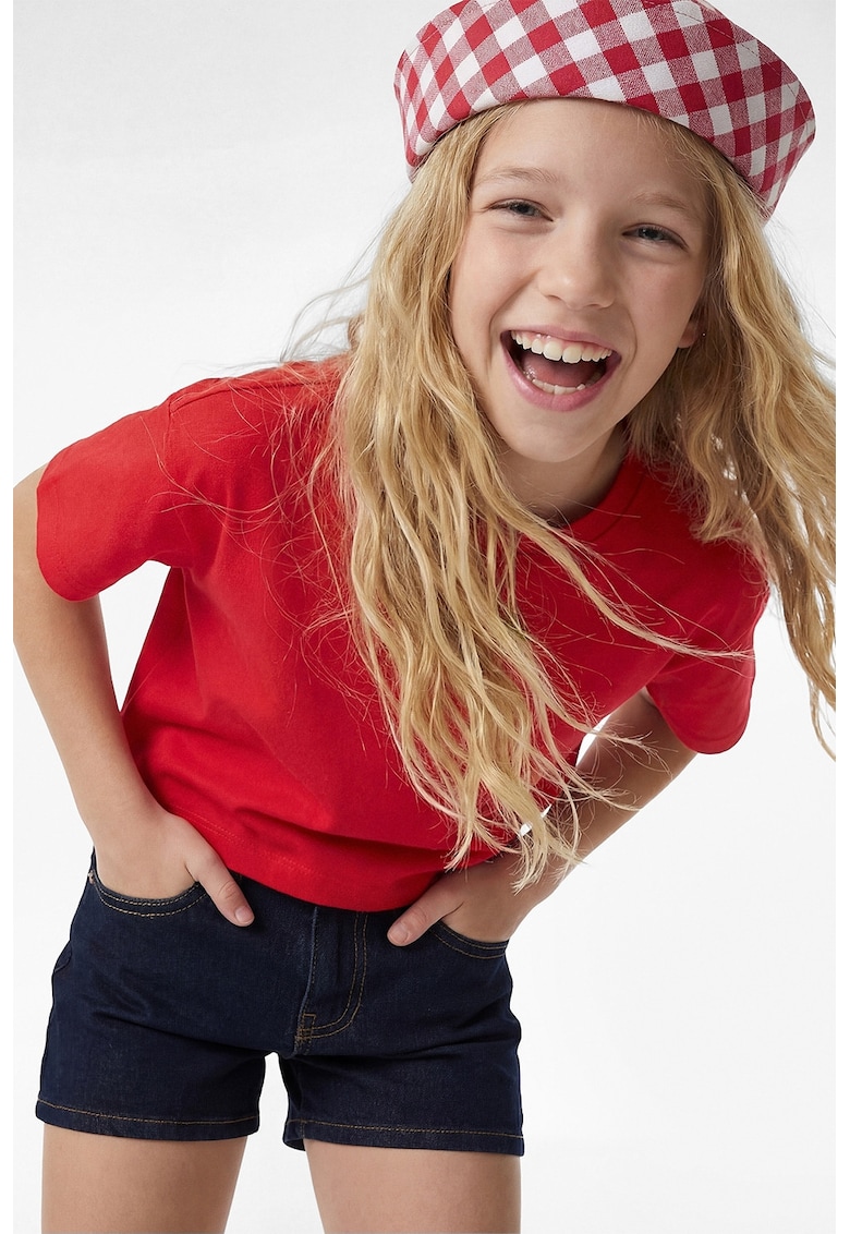 Tricou de bumbac cu broderie discreta - Rosu