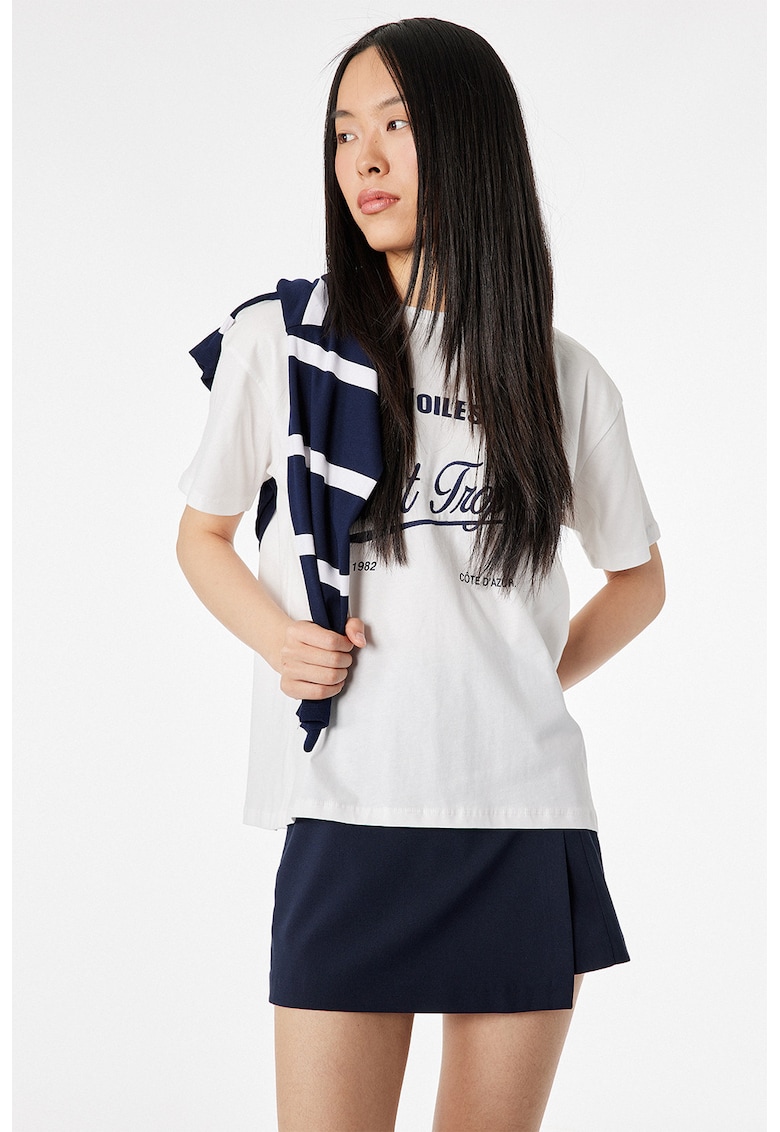Tricou de bumba cu imprimeu text - Alb