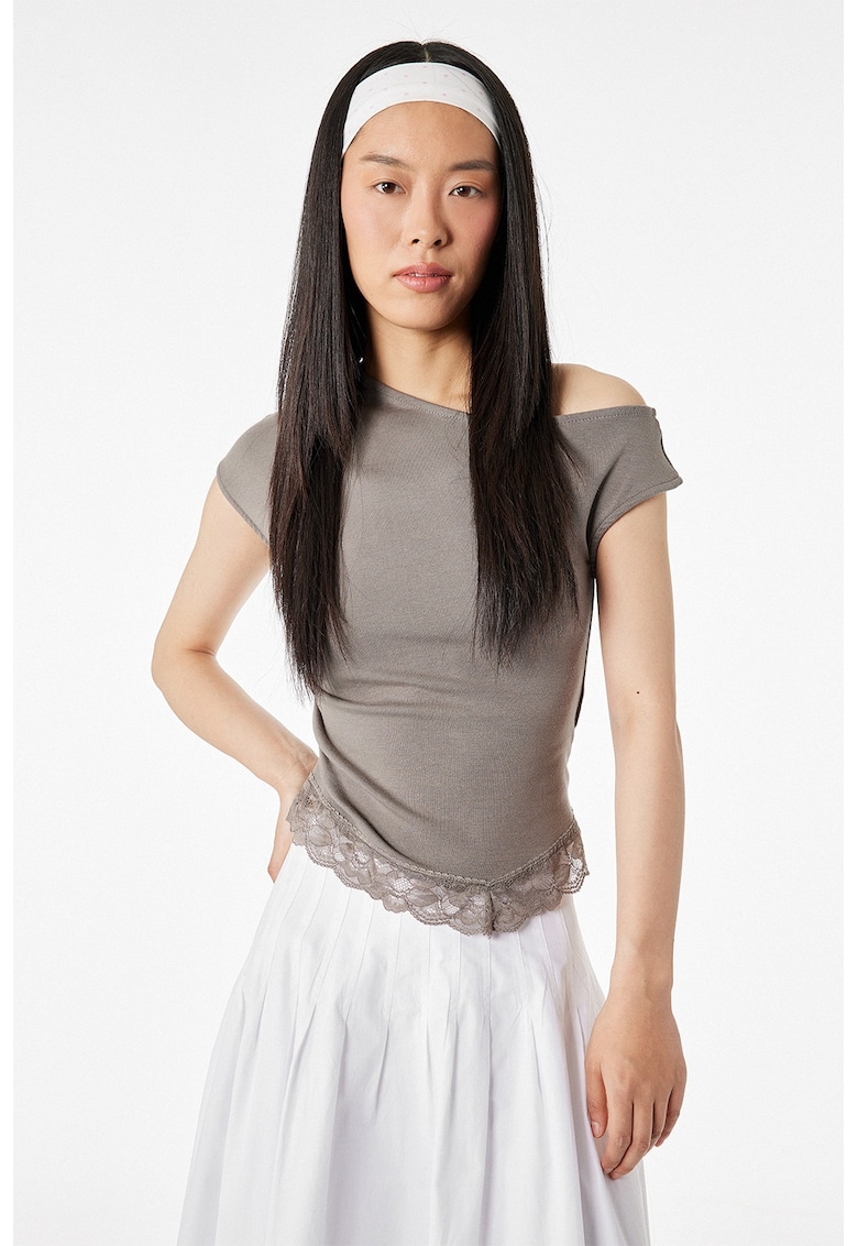 Tricou slim fit asimetric - Grej