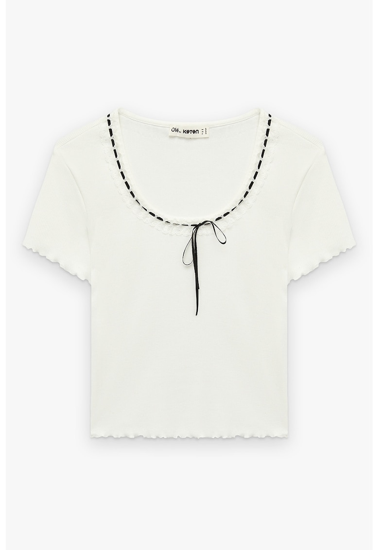 Tricou slim fit cu funda - Negru/Alb murdar