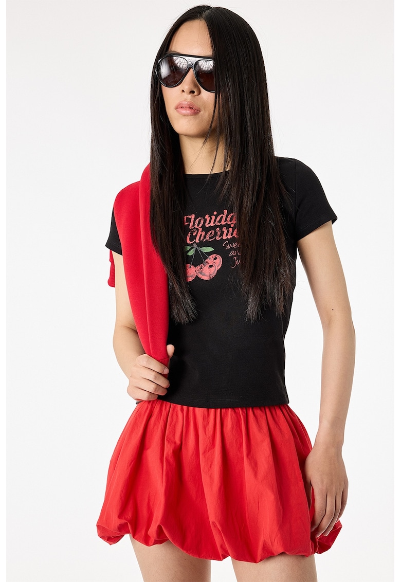 Tricou dlim fit cu imprimeu Cherry - Rosu/Negru