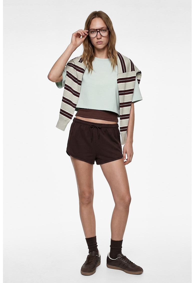 Tricou crop uni supradimensionat - Verde deschis