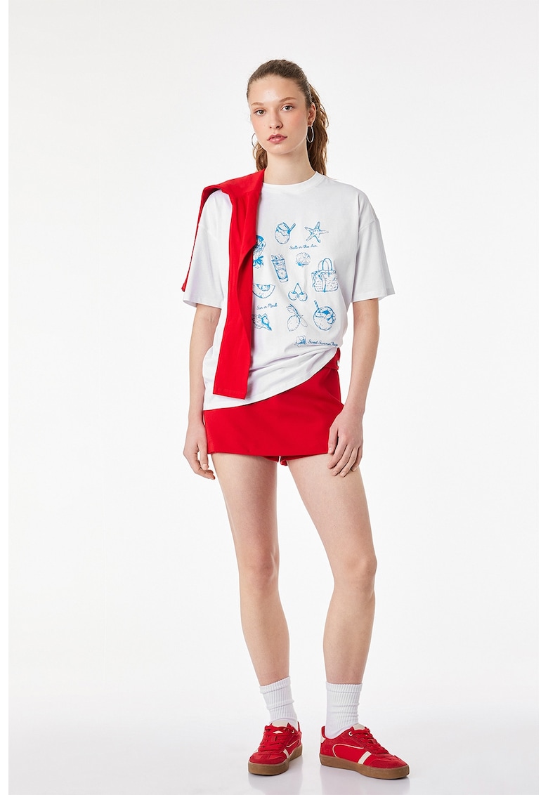 Tricou cu imprimeu grafic - Alb/Albastru