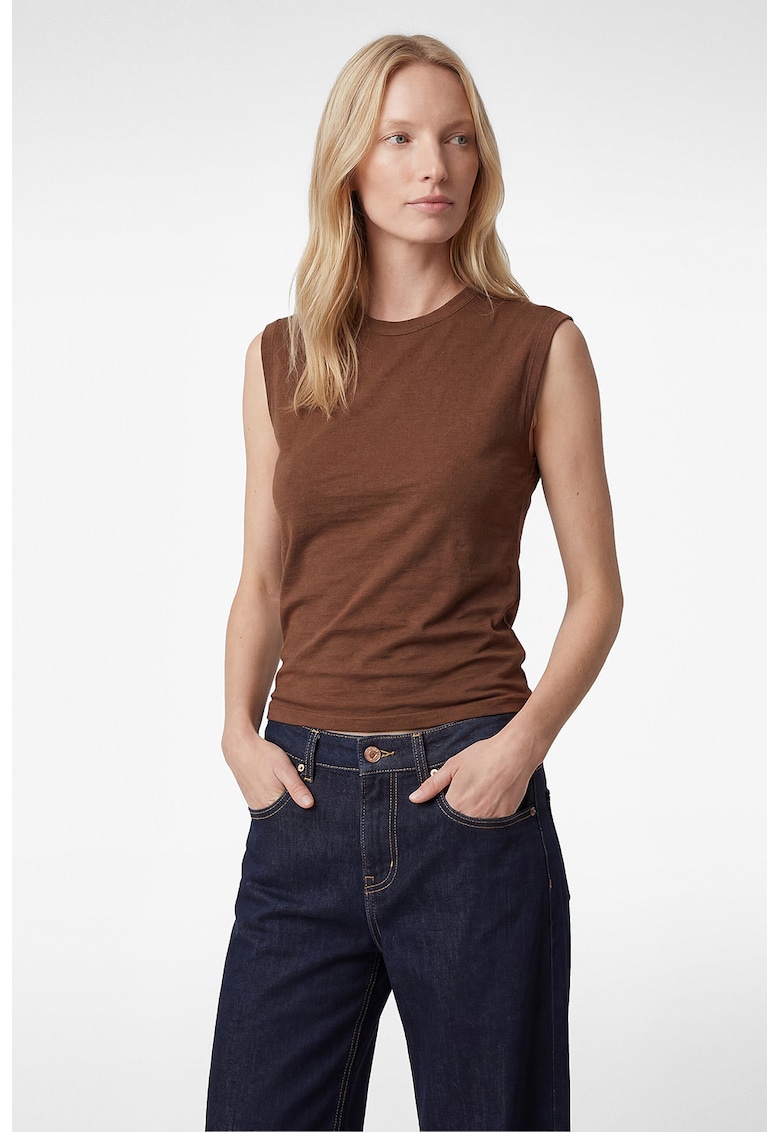 Tricou din amestec de bumbac - fara maneci - Maro