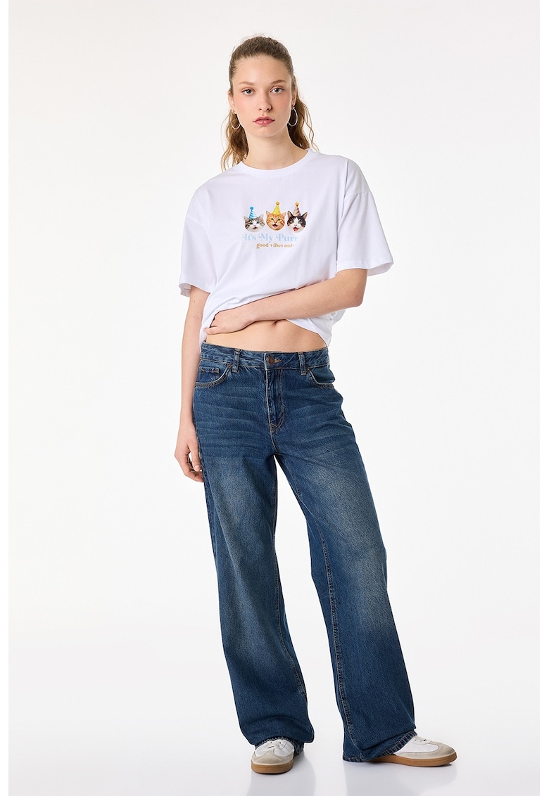 Tricou cu imprimeu grafic - Alb