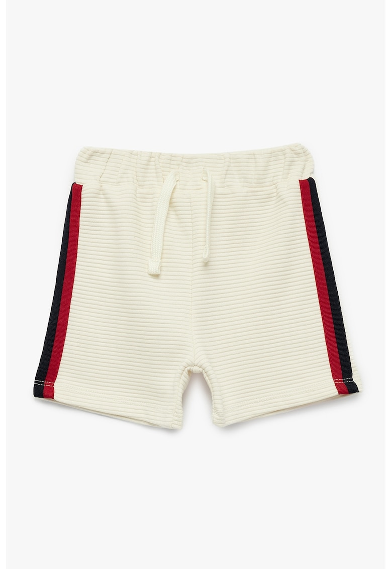 Pantaloni scurti striati de bumbac - Crem
