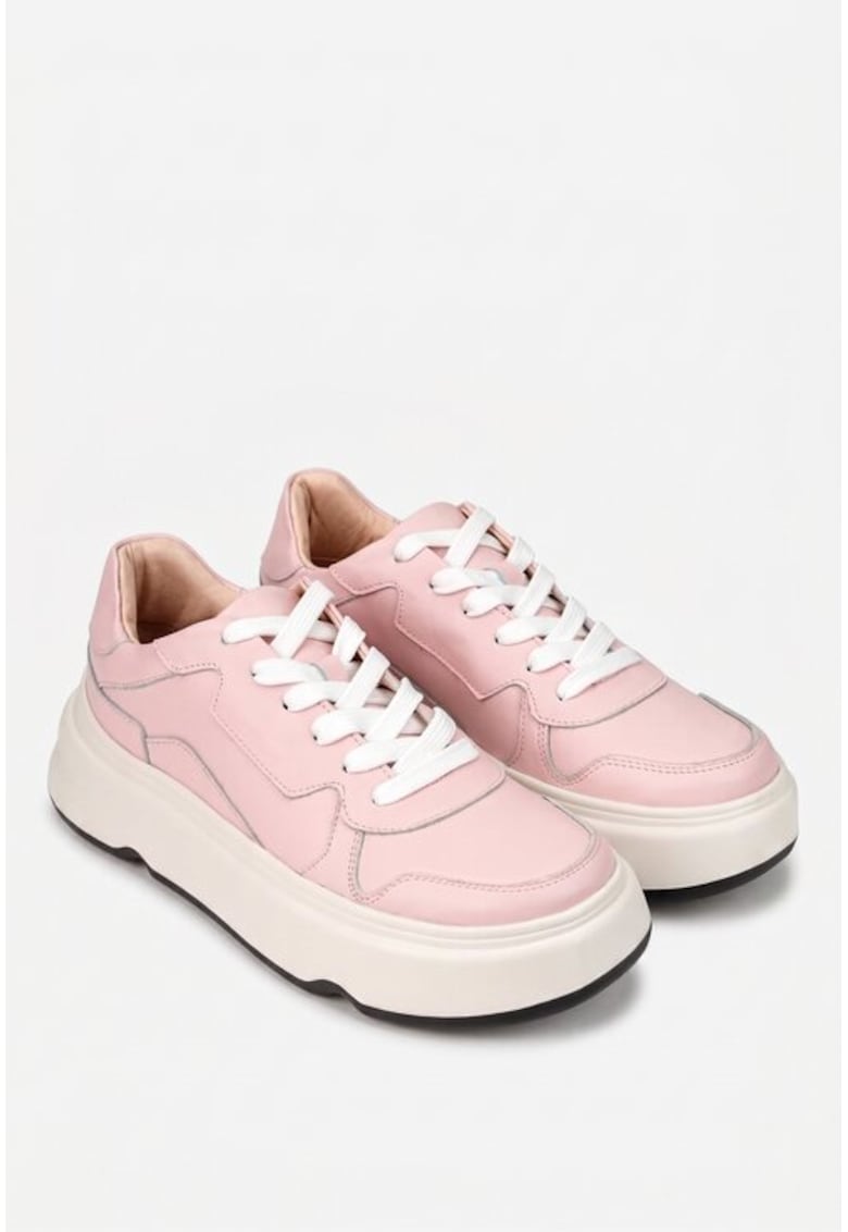 Pantofi dama roz piele - Roz deschis
