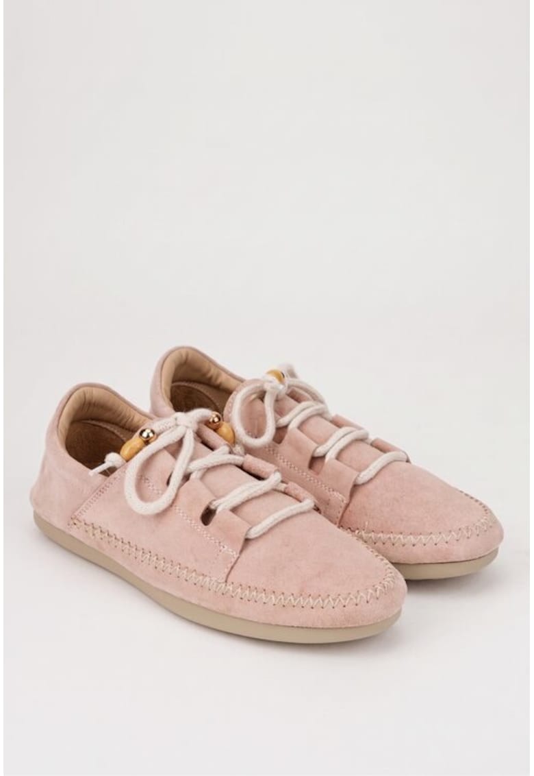 Pantofi dama piele intoarsa roz pudra - Roz deschis