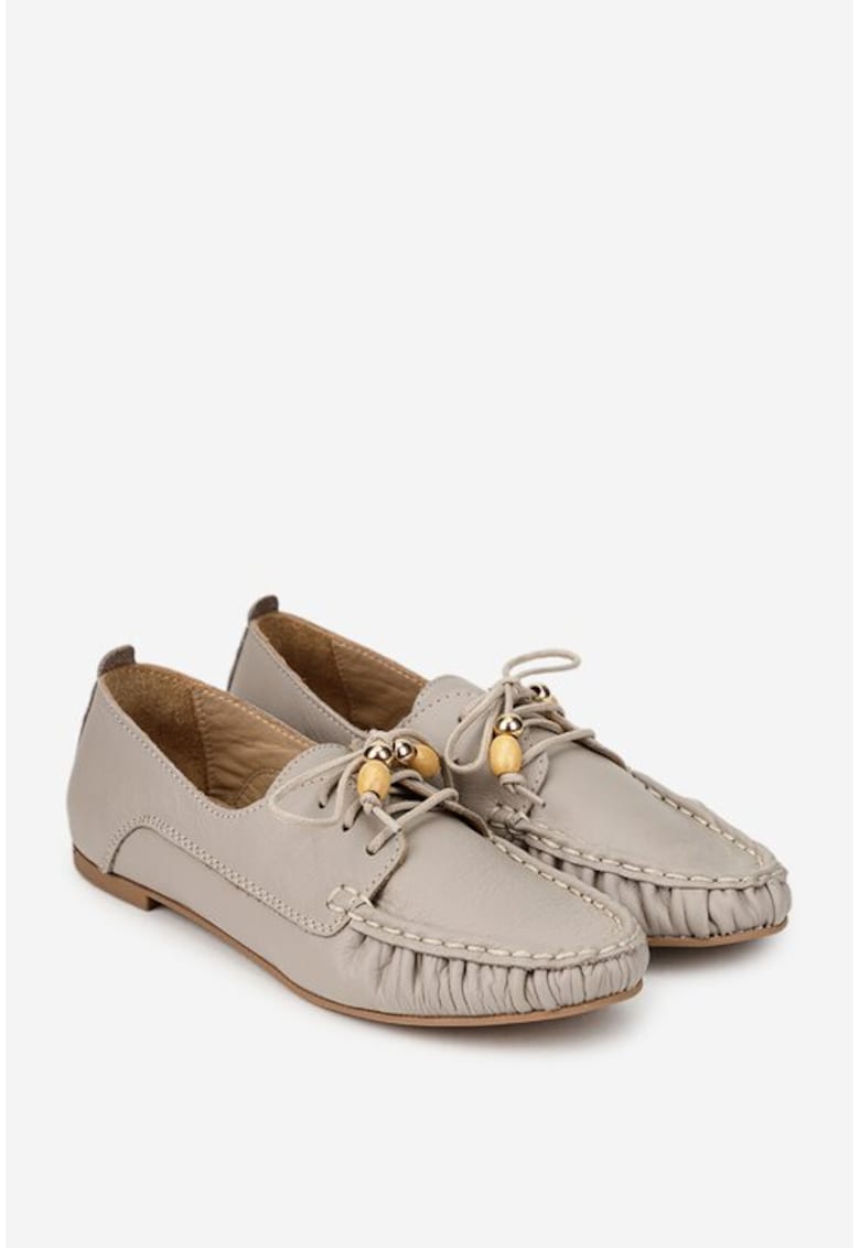 Pantofi dama taupe din piele naturala - 68945 - Maro taupe
