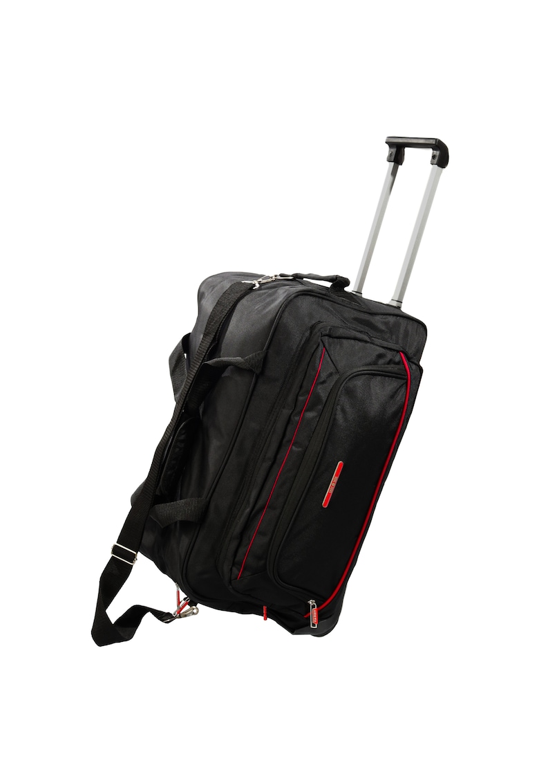 Geantă de voiaj neagră - 55x30x30 cm - cu troler și roți - capacitate 50 l