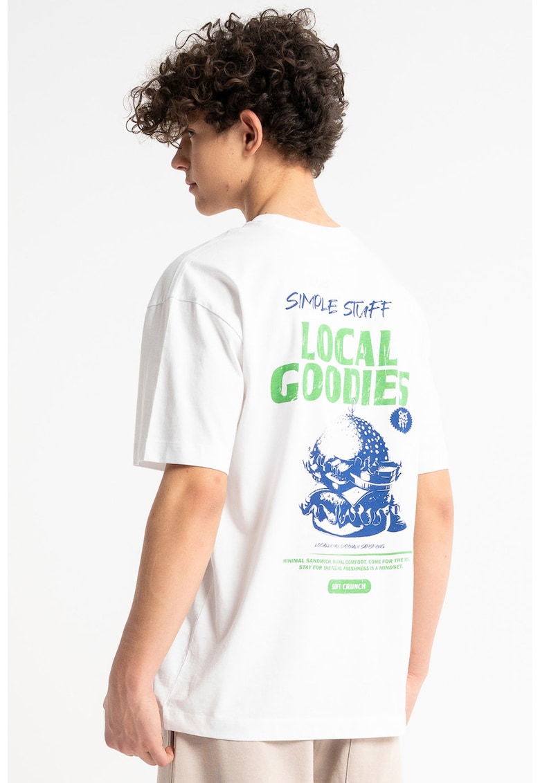 Tricou lejer cu imprimeu supradimensionat pe spate