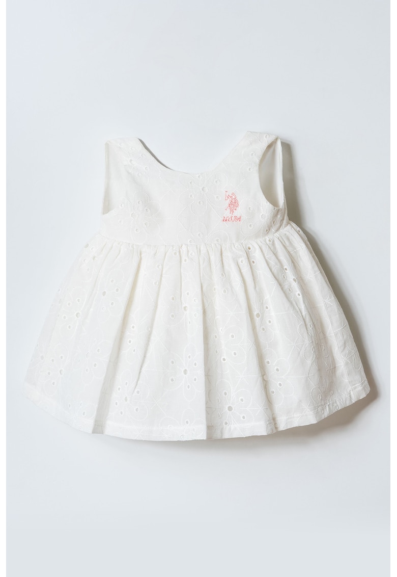 Rochie evazata din dantela Sangallo - Alb murdar